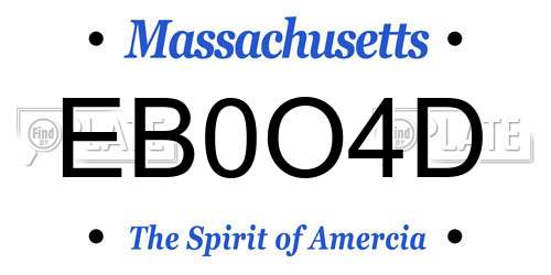 EB0O4D Massachusetts License Plate
