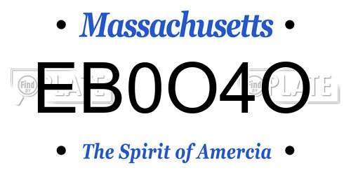 EB0O4O Massachusetts License Plate
