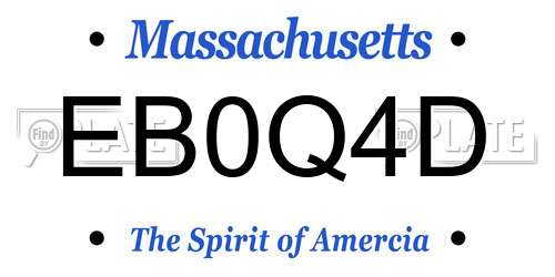 EB0Q4D Massachusetts License Plate