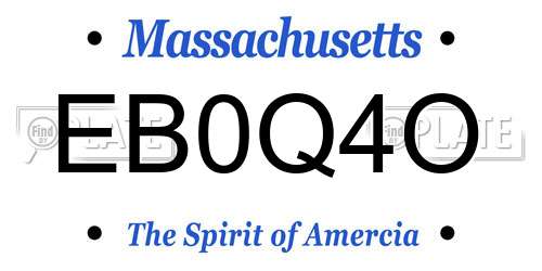 EB0Q4O Massachusetts License Plate