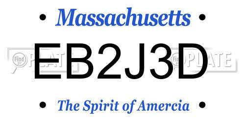 EB2J3D Massachusetts License Plate