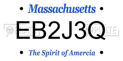 EB2J3Q Massachusetts License Plate
