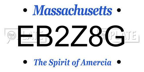 EB2Z8G Massachusetts License Plate