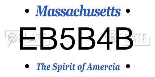 EB5B4B Massachusetts License Plate