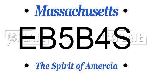 EB5B4S Massachusetts License Plate