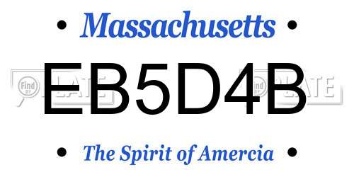 EB5D4B Massachusetts License Plate