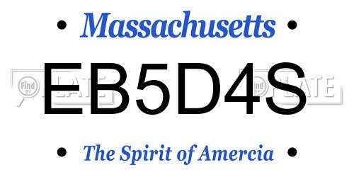 EB5D4S Massachusetts License Plate