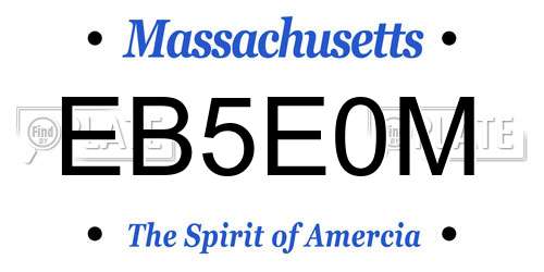 EB5E0M Massachusetts License Plate