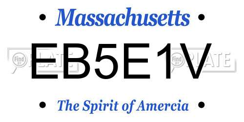 EB5E1V Massachusetts License Plate