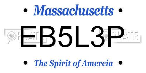 EB5L3P Massachusetts License Plate