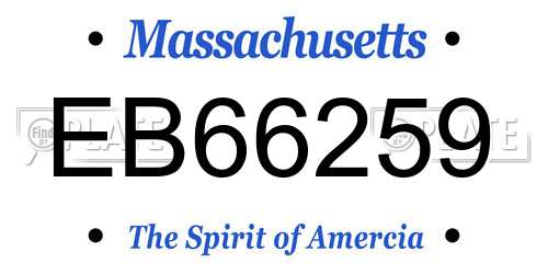 EB66259 Massachusetts License Plate