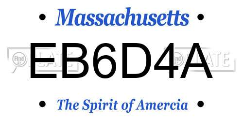 EB6D4A Massachusetts License Plate