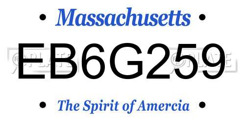 EB6G259 Massachusetts License Plate