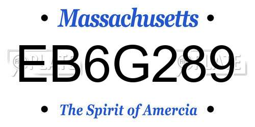 EB6G289 Massachusetts License Plate