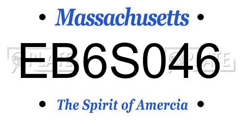 EB6S046 Massachusetts License Plate