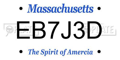 EB7J3D Massachusetts License Plate