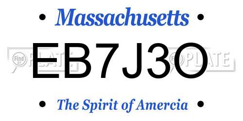 EB7J3O Massachusetts License Plate