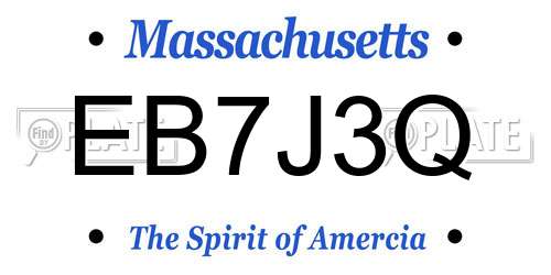 EB7J3Q Massachusetts License Plate