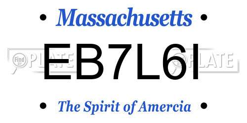 EB7L6I Massachusetts License Plate