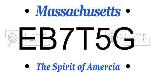 EB7T5G Massachusetts License Plate