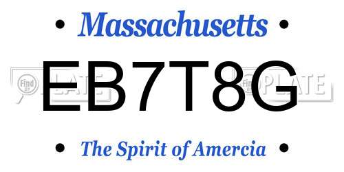 EB7T8G Massachusetts License Plate