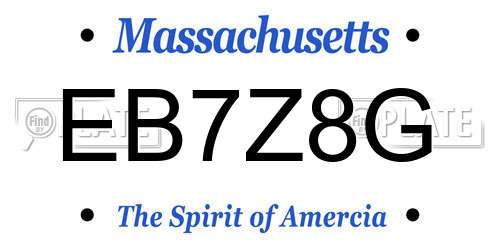 EB7Z8G Massachusetts License Plate