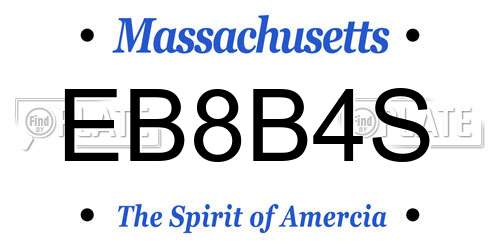 EB8B4S Massachusetts License Plate