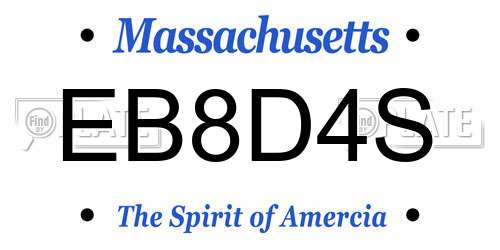EB8D4S Massachusetts License Plate