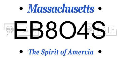 EB8O4S Massachusetts License Plate