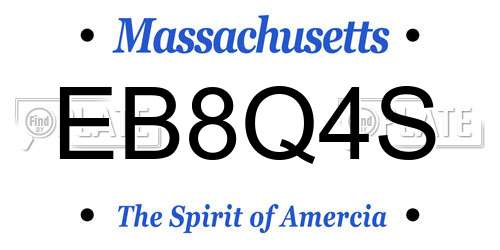 EB8Q4S Massachusetts License Plate