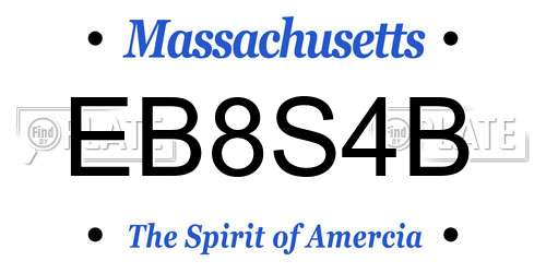 EB8S4B Massachusetts License Plate