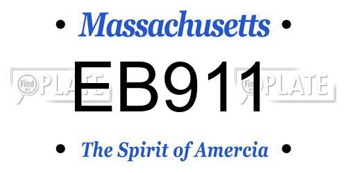 EB911 Massachusetts License Plate