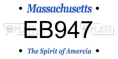 EB947 Massachusetts License Plate