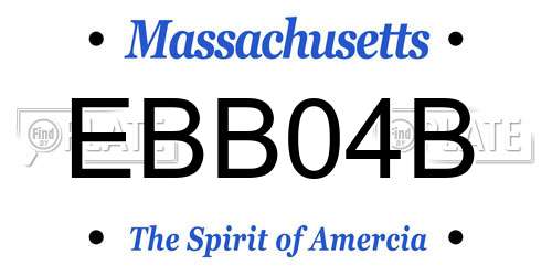EBB04B Massachusetts License Plate