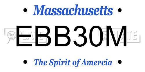 EBB30M Massachusetts License Plate