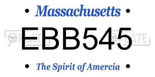 EBB545 Massachusetts License Plate