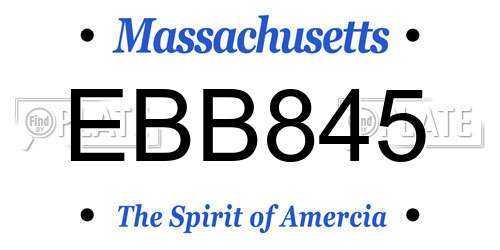 EBB845 Massachusetts License Plate