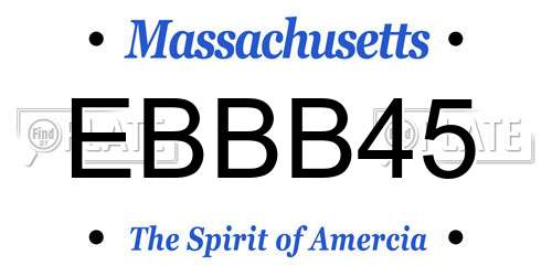 EBBB45 Massachusetts License Plate