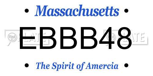EBBB48 Massachusetts License Plate