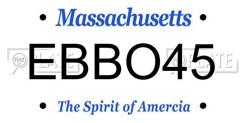 EBBO45 Massachusetts License Plate