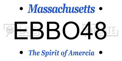 EBBO48 Massachusetts License Plate