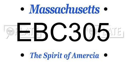 EBC305 Massachusetts License Plate
