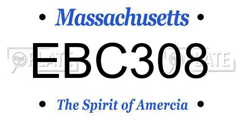 EBC308 Massachusetts License Plate