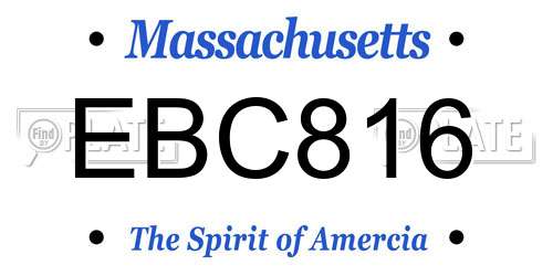 EBC816 Massachusetts License Plate