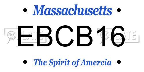 EBCB16 Massachusetts License Plate