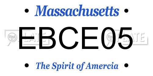 EBCE05 Massachusetts License Plate