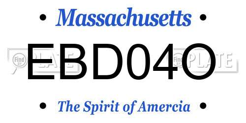 EBD04O Massachusetts License Plate
