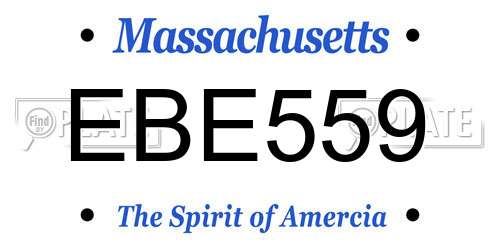 EBE559 Massachusetts License Plate