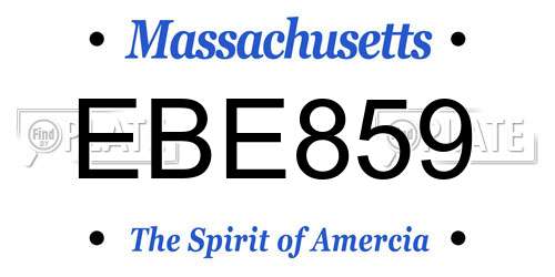 EBE859 Massachusetts License Plate