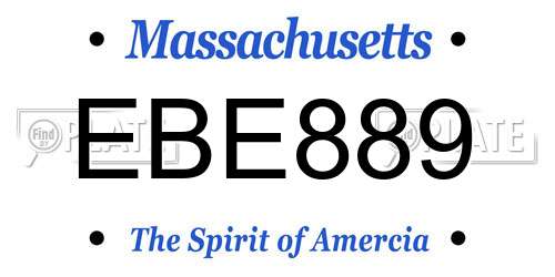 EBE889 Massachusetts License Plate
